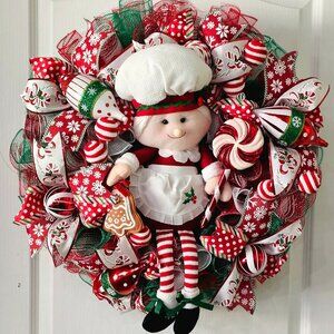 🍭 Mrs. Claus Candyland Christmas Wreath 🎄